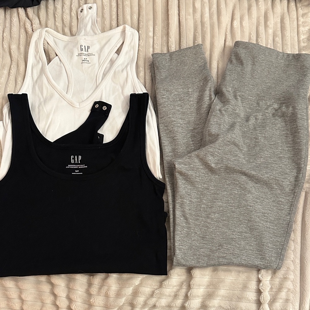 Bundle of GAP Bodysuits with Grey Leggings